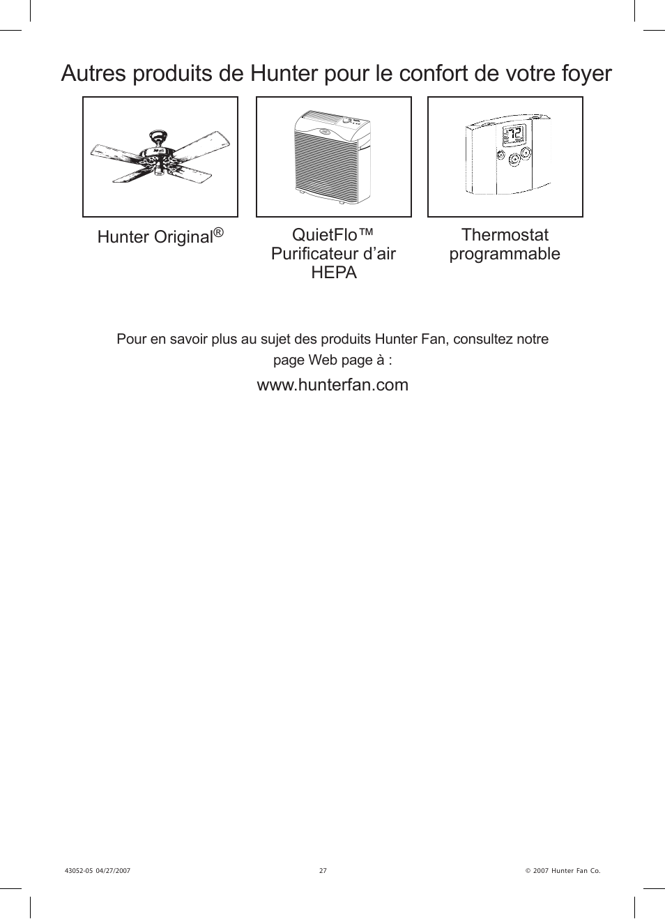 Hunter Fan 38200 User Manual | Page 27 / 28
