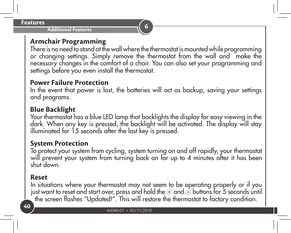 Additional features | Hunter Fan 44372 User Manual | Page 40 / 45