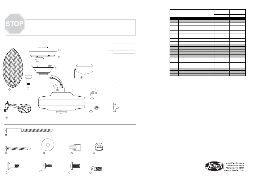 Hunter Fan 26489 User Manual | 2 pages