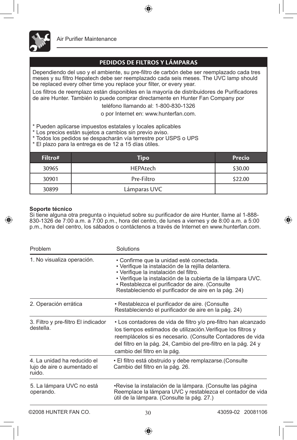 Hunter Fan 30770 User Manual | Page 30 / 32