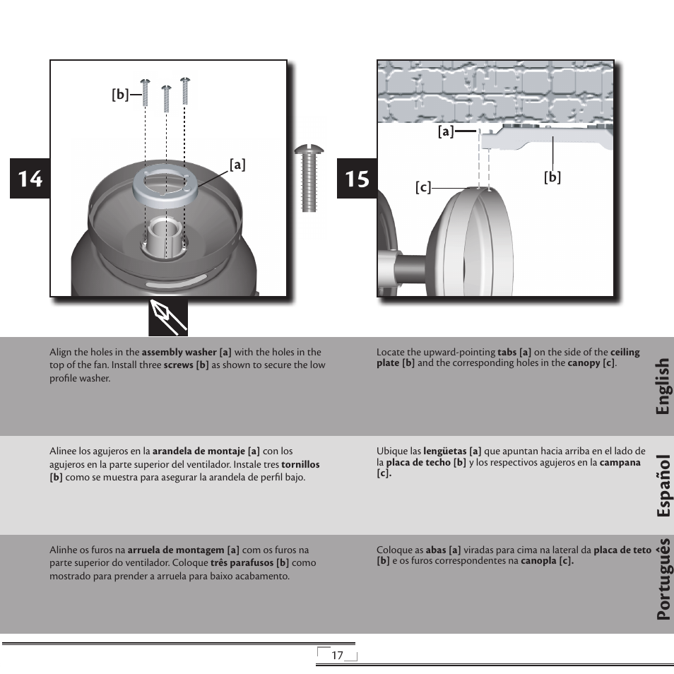 En gli sh esp año l po rt ug uê s | Hunter Fan 41736 User Manual | Page 17 / 32