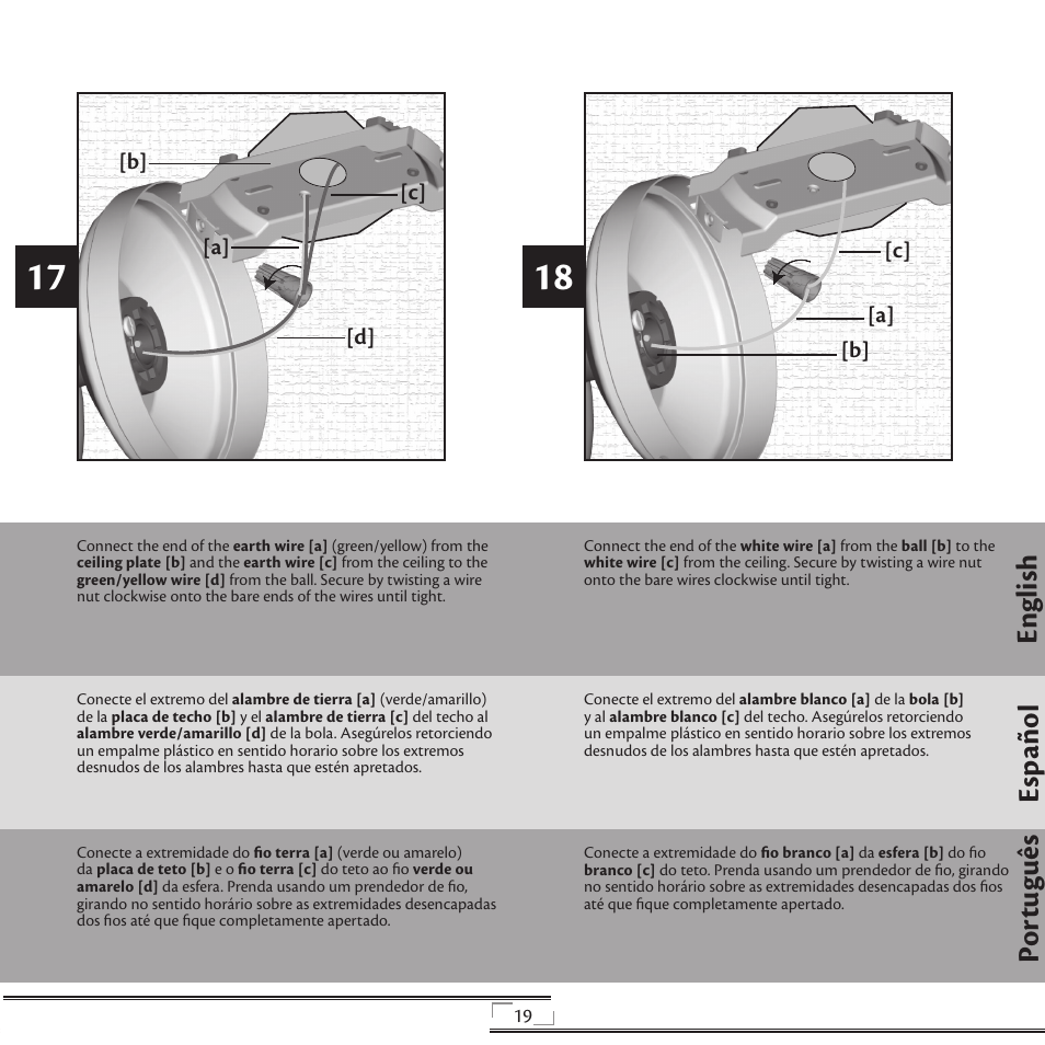 En gli sh esp año l po rt ug uê s | Hunter Fan 41736 User Manual | Page 19 / 32