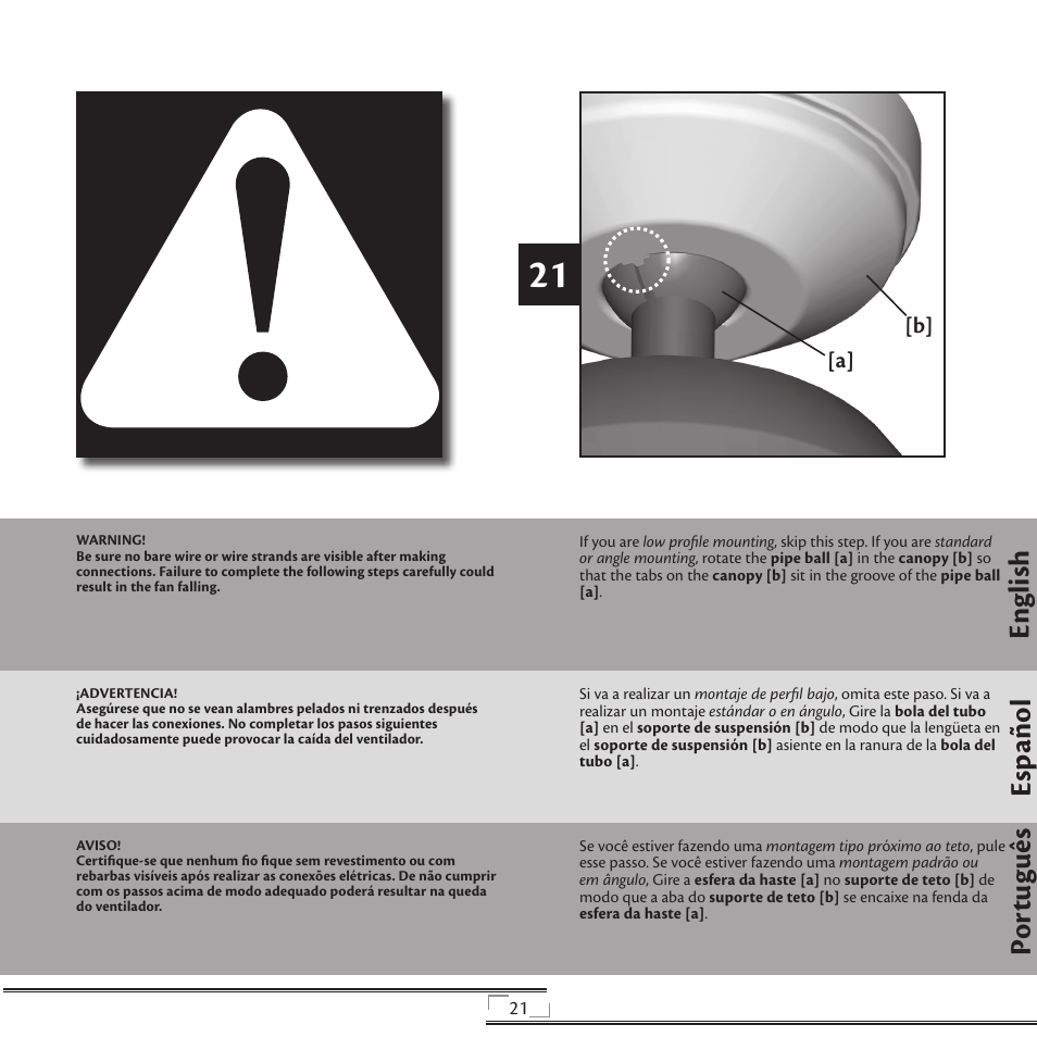 En gli sh esp año l po rt ug uê s | Hunter Fan 41736 User Manual | Page 21 / 32