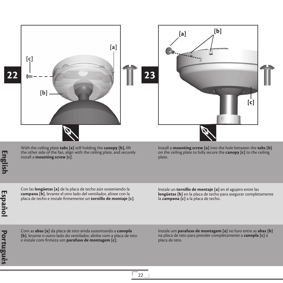 En gli sh esp año l po rtu gu ês | Hunter Fan 41736 User Manual | Page 22 / 32