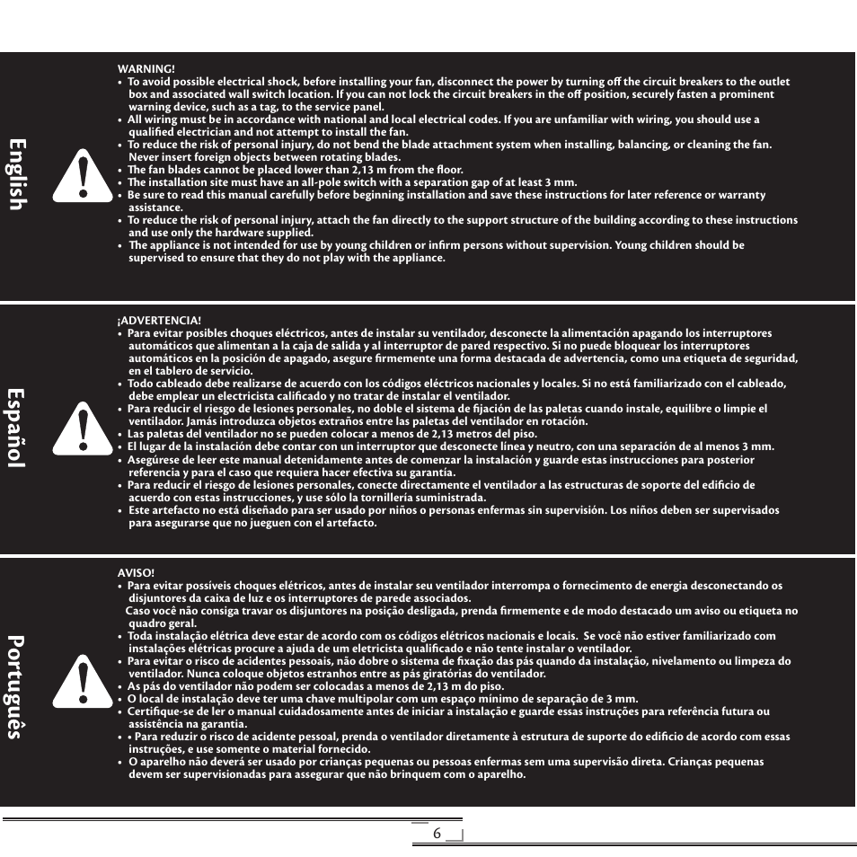 En gli sh esp año l po rtu gu ês | Hunter Fan 41736 User Manual | Page 6 / 32