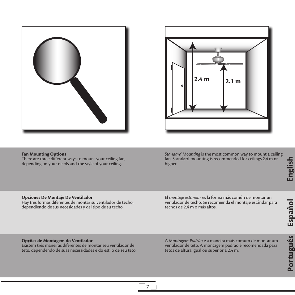 En gli sh esp año l po rt ug uê s | Hunter Fan 41736 User Manual | Page 7 / 32