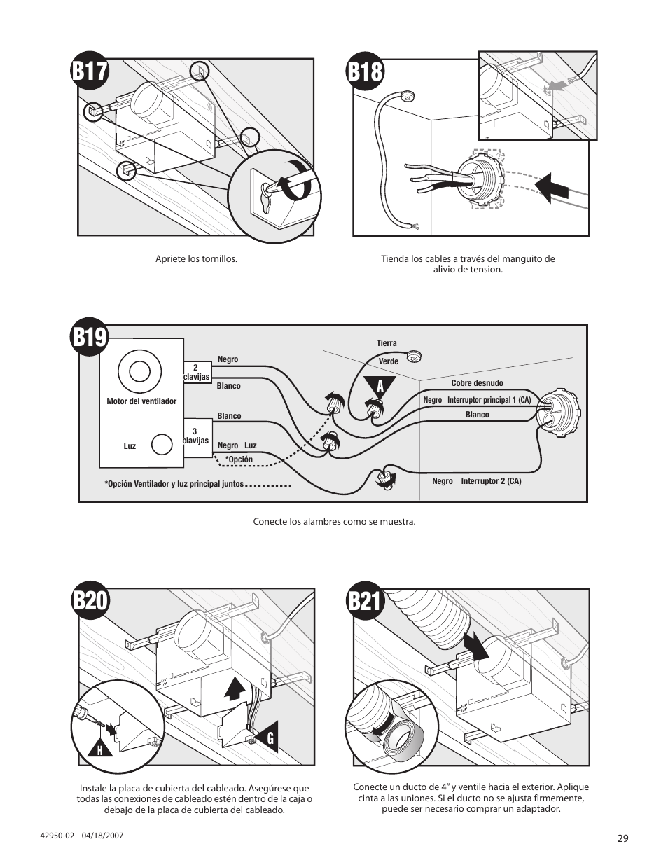 B17 b18 | Hunter Fan BELLE MEADE 82023 User Manual | Page 29 / 60