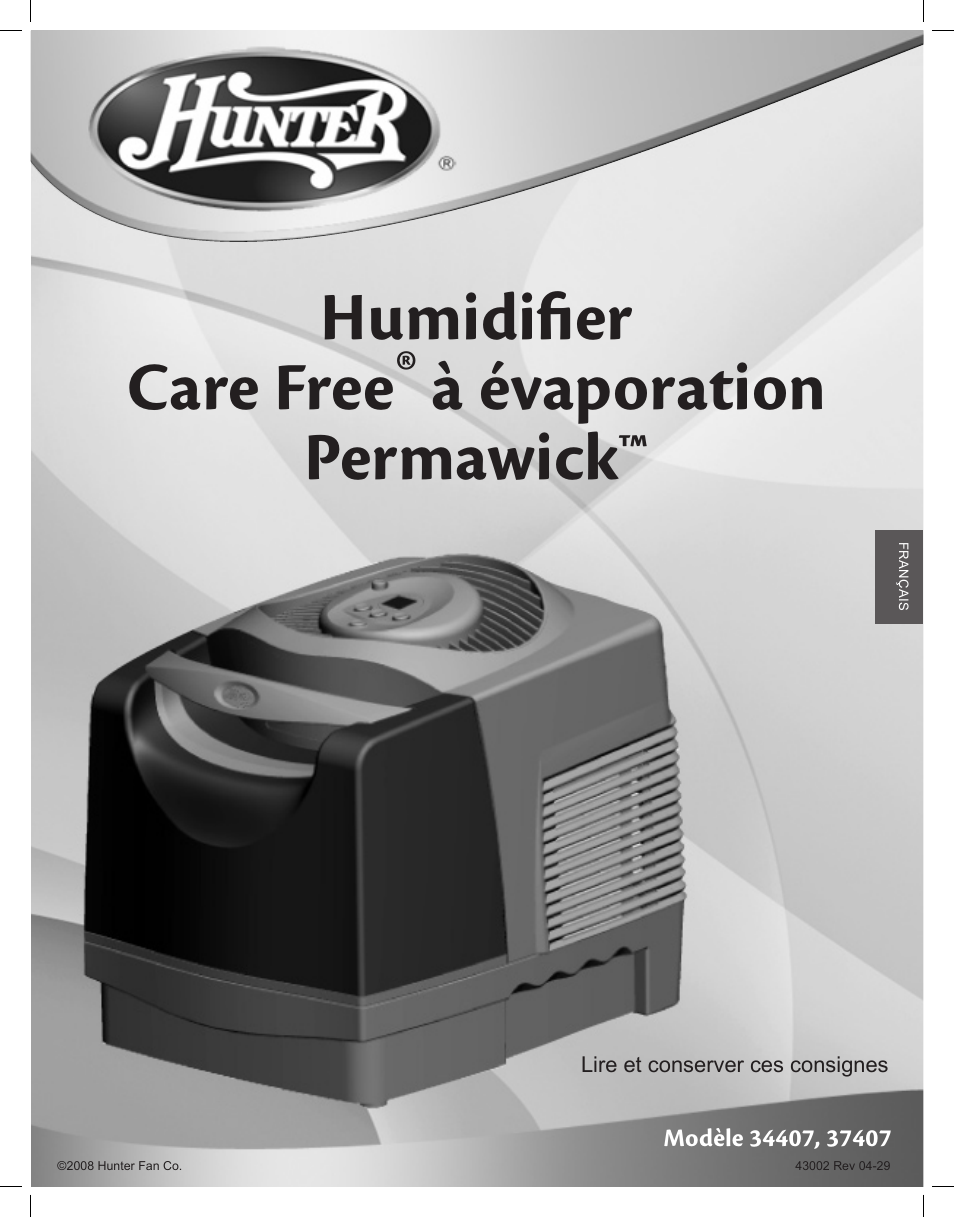 Humidifier care free® à évaporation permawick | Hunter Fan Permawick 37407 User Manual | Page 18 / 25