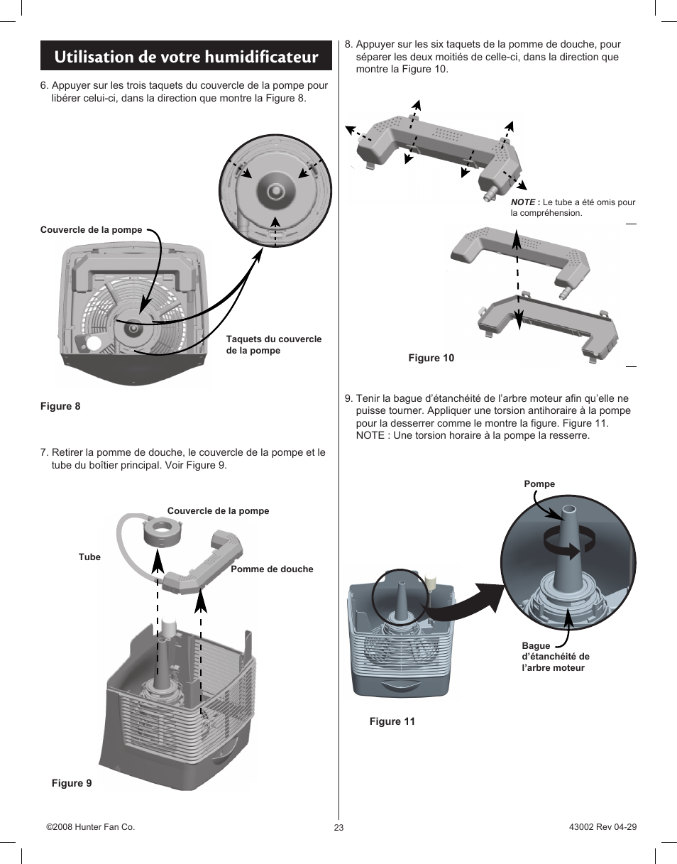 Utilisation de votre humidificateur | Hunter Fan Permawick 37407 User Manual | Page 23 / 25