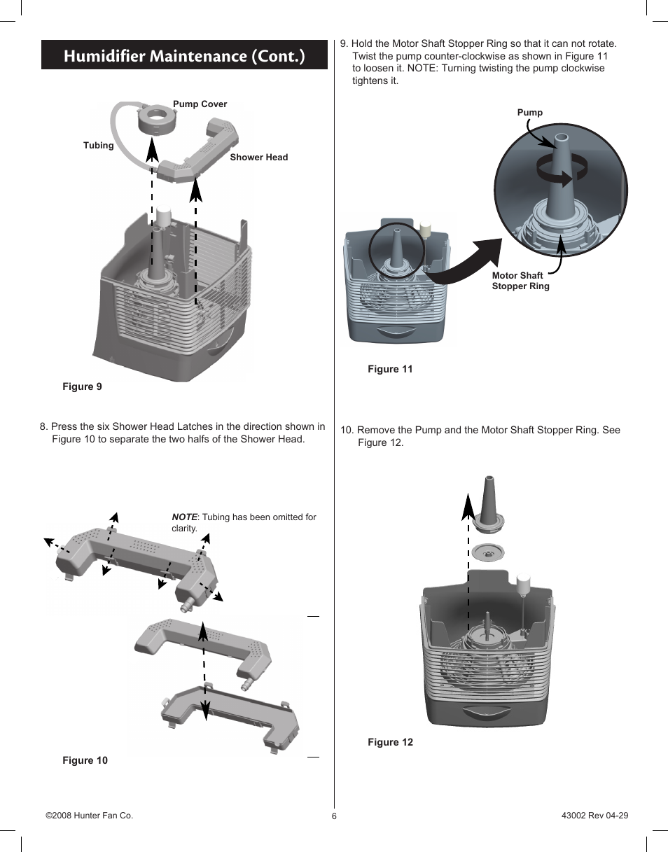 Humidifier maintenance (cont.) | Hunter Fan Permawick 37407 User Manual | Page 6 / 25