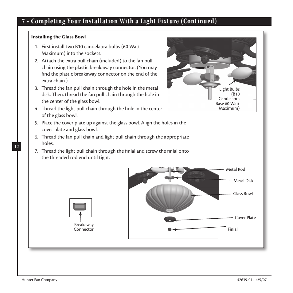 Hunter Fan 42639-01 User Manual | Page 12 / 14