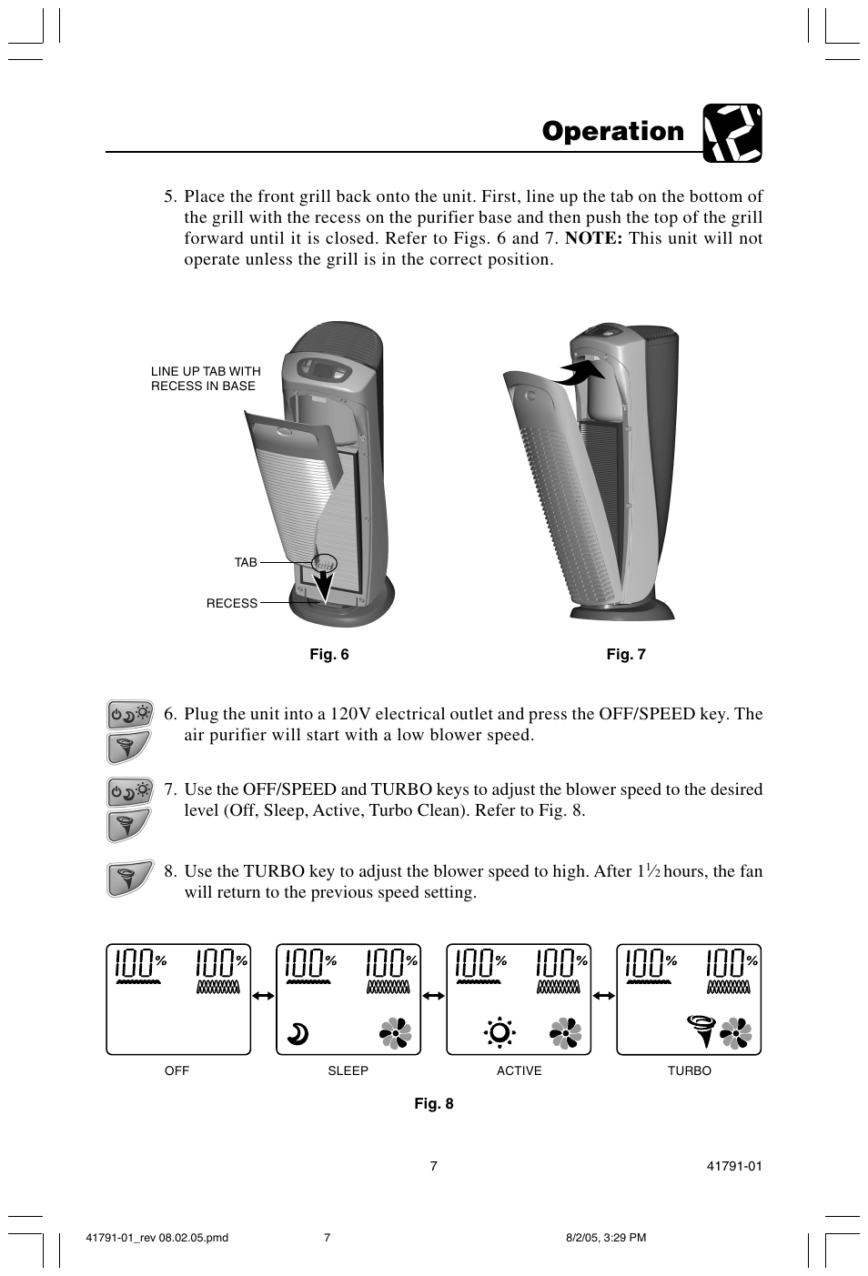 Operation | Hunter Fan 30735 User Manual | Page 7 / 17