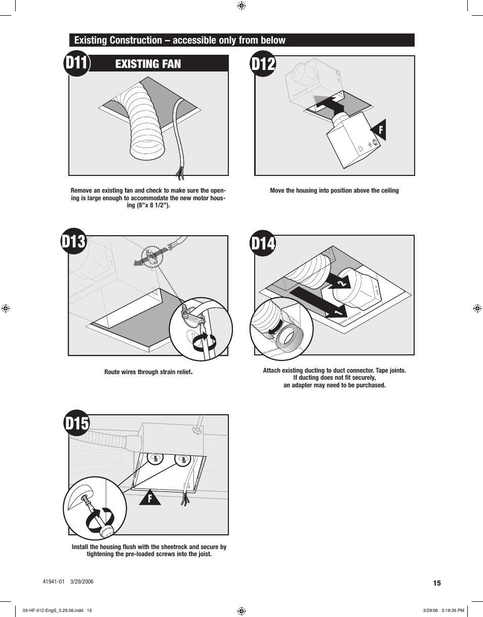 Existing fan | Hunter Fan WELLESLEY 82007 User Manual | Page 15 / 40