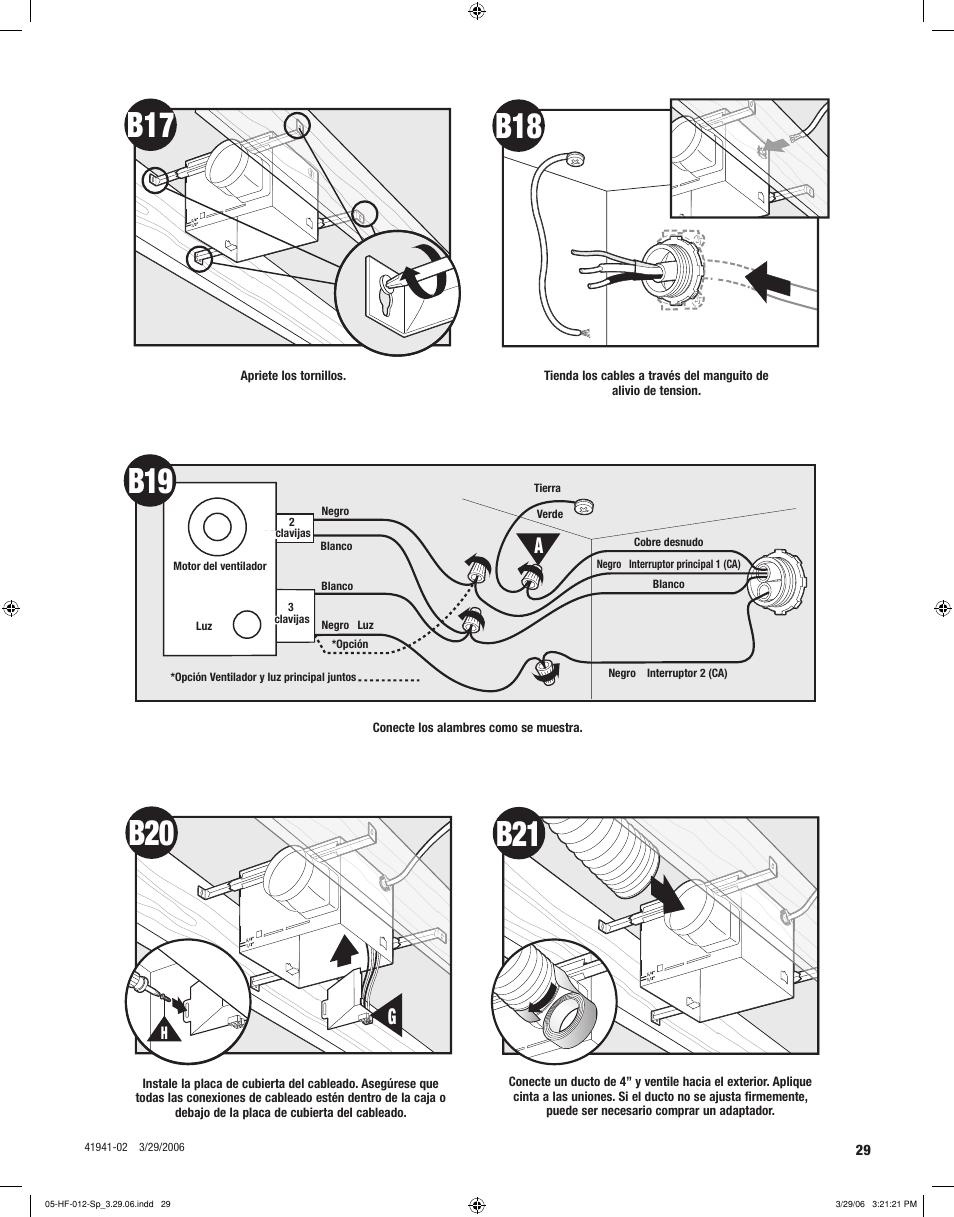 B17 b18 | Hunter Fan WELLESLEY 82007 User Manual | Page 29 / 40