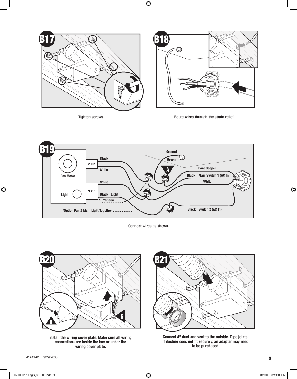 B17 b18 | Hunter Fan WELLESLEY 82007 User Manual | Page 9 / 40