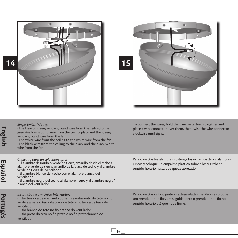 English español portugês | Hunter Fan 44270 User Manual | Page 16 / 25