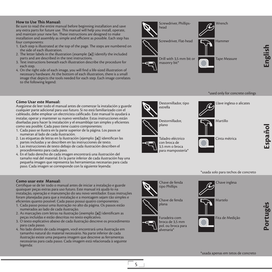 English español portugês | Hunter Fan 44270 User Manual | Page 5 / 25
