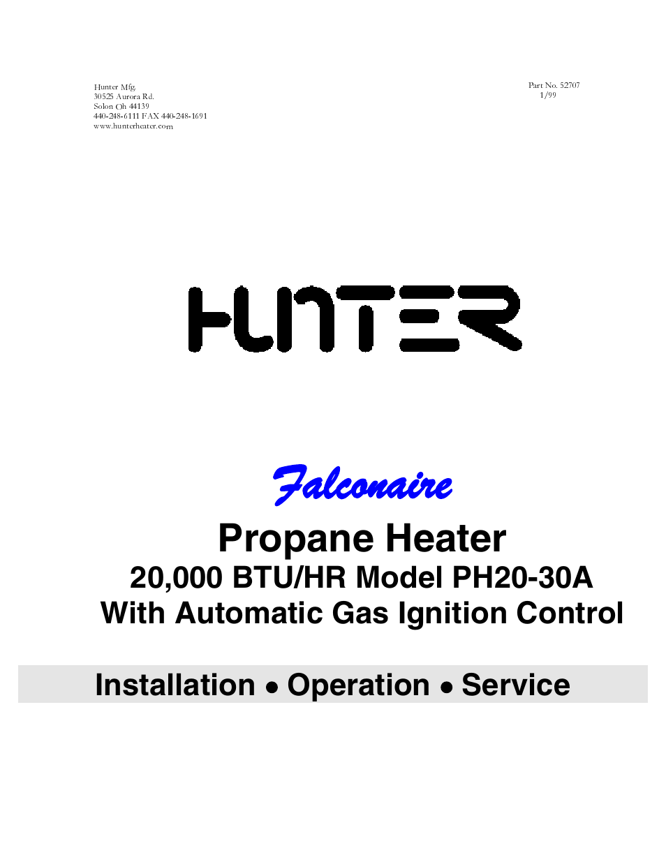 Hunter Fan PH20-30A User Manual | 26 pages