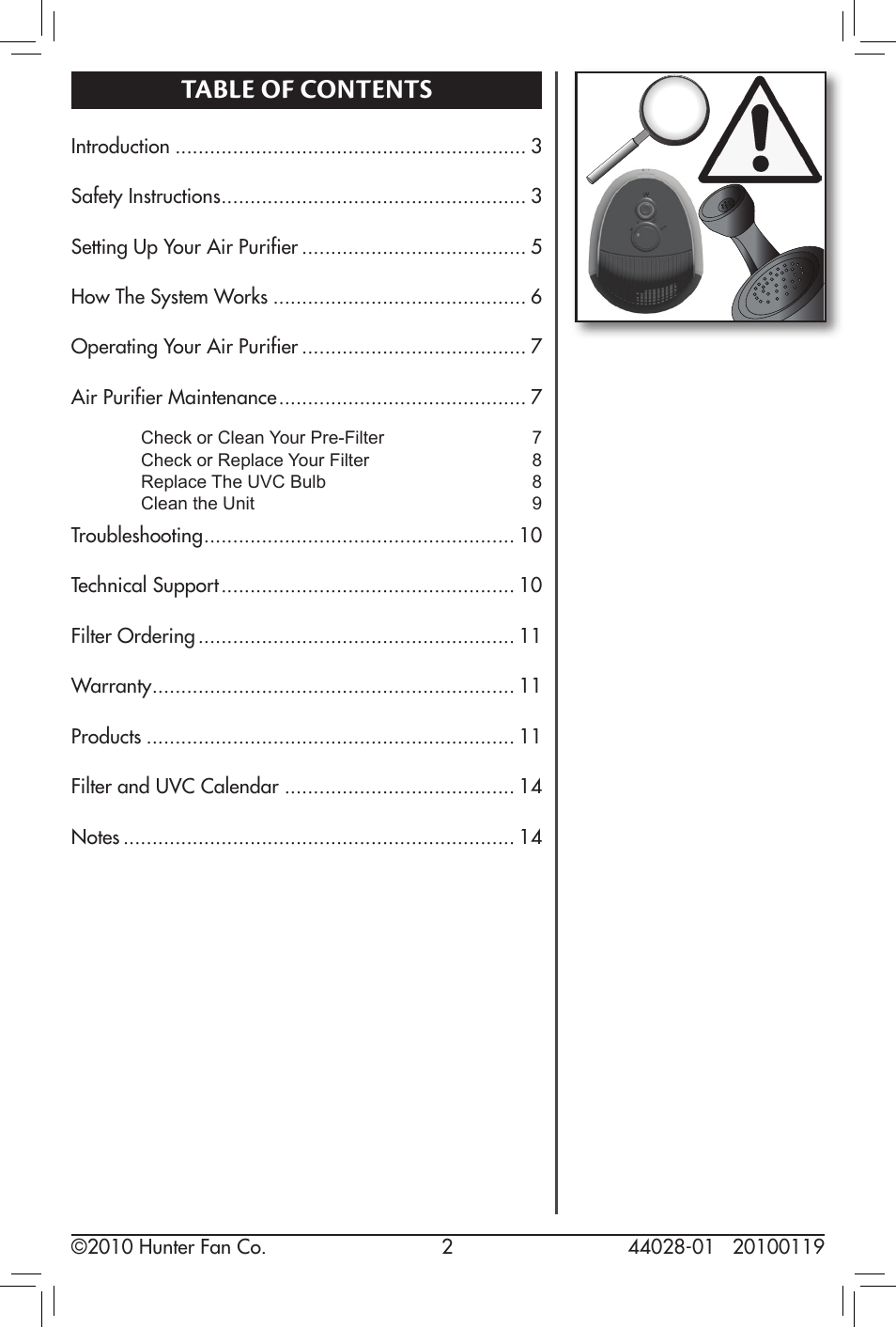 Hunter Fan 44028-01 User Manual | Page 2 / 14