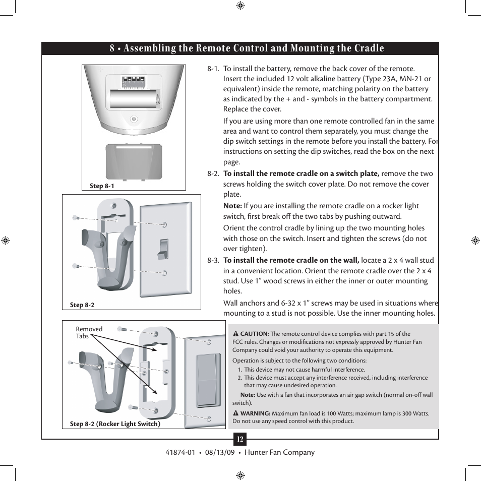 Hunter Fan Type 3 User Manual | Page 12 / 16