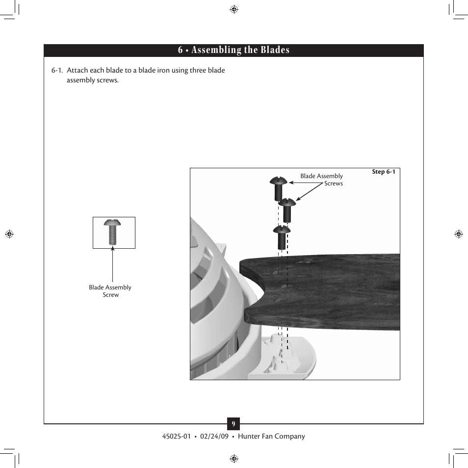 6 • assembling the blades | Hunter Fan Norway 20490 User Manual | Page 9 / 13