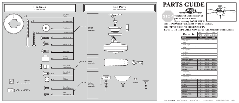 Hunter Fan 23951 User Manual | 2 pages