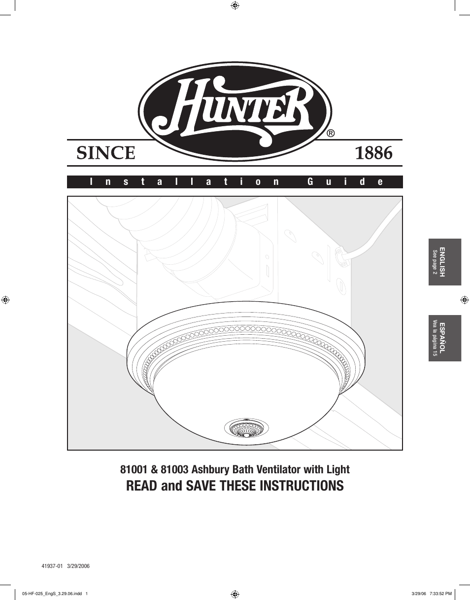 Hunter Fan 81003 User Manual | 28 pages