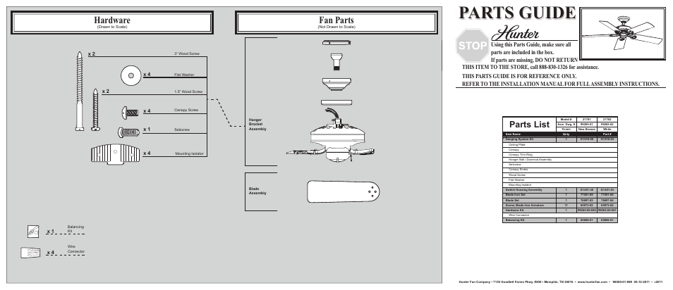 Hunter Fan Hunter 21781 User Manual | 2 pages