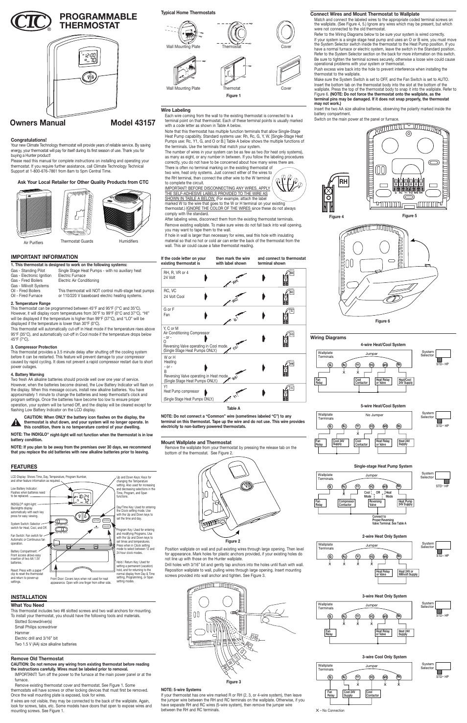 Hunter Fan 43157 User Manual | 2 pages