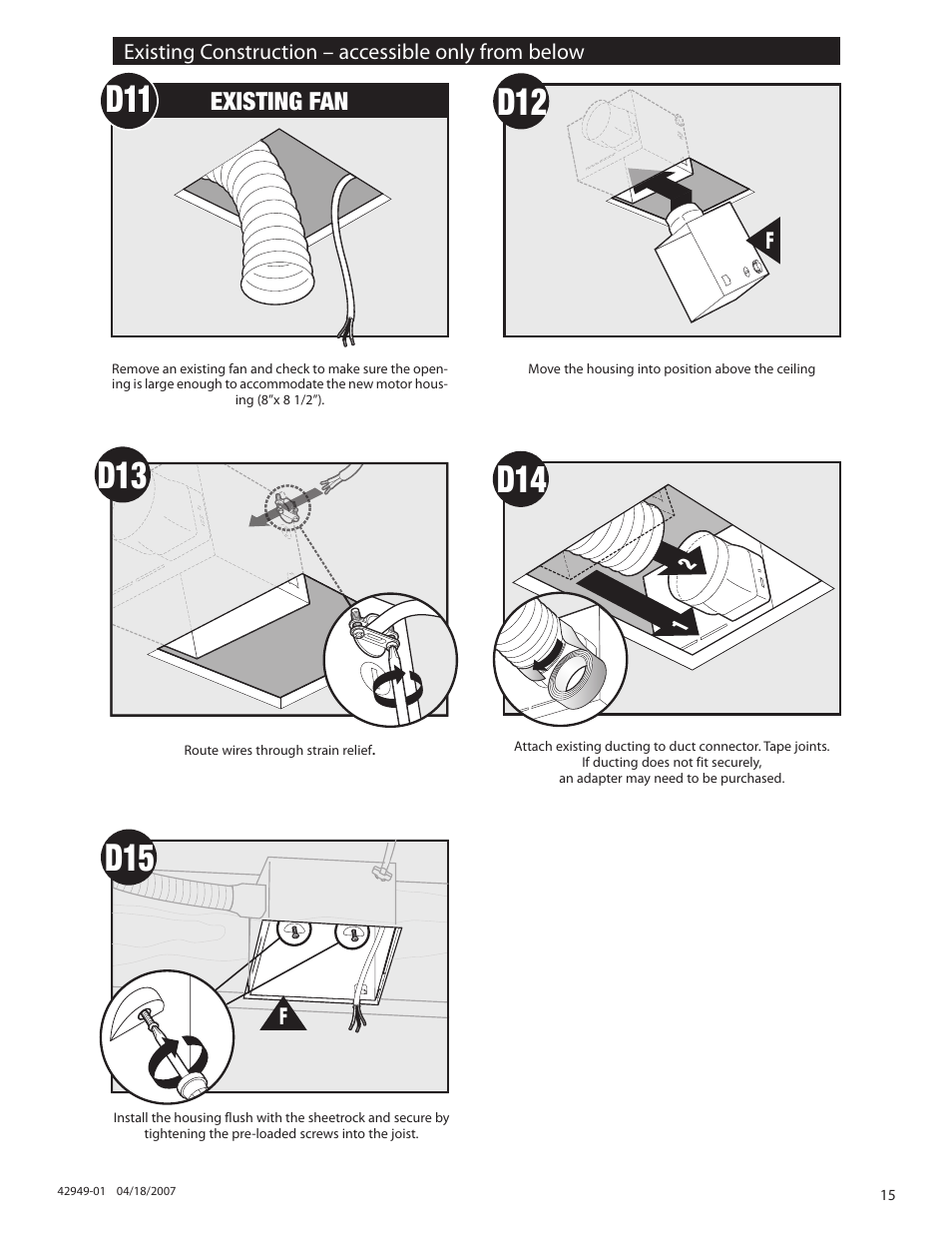 Existing fan | Hunter Fan 82022 User Manual | Page 15 / 60