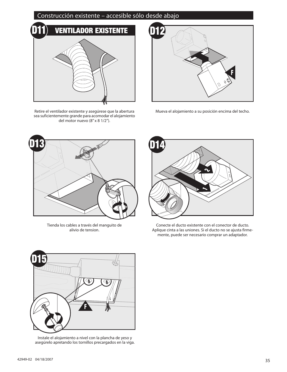 Ventilador existente | Hunter Fan 82022 User Manual | Page 35 / 60