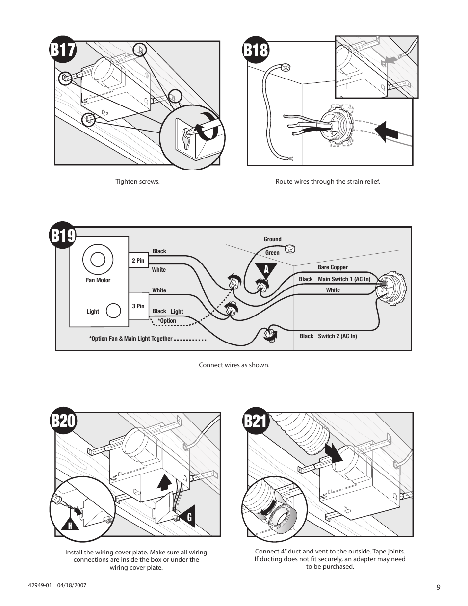 B17 b18 | Hunter Fan 82022 User Manual | Page 9 / 60