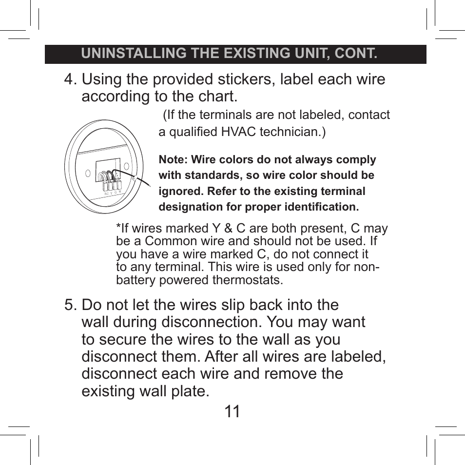 Uninstalling the existing unit, cont | Hunter Fan 42711-01 User Manual | Page 11 / 55