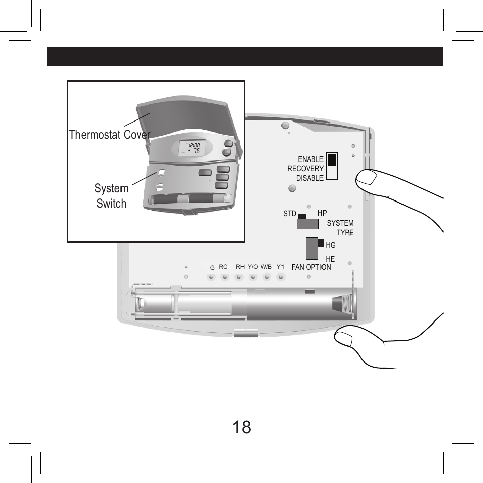 Thermostat cover system switch | Hunter Fan 42711-01 User Manual | Page 18 / 55