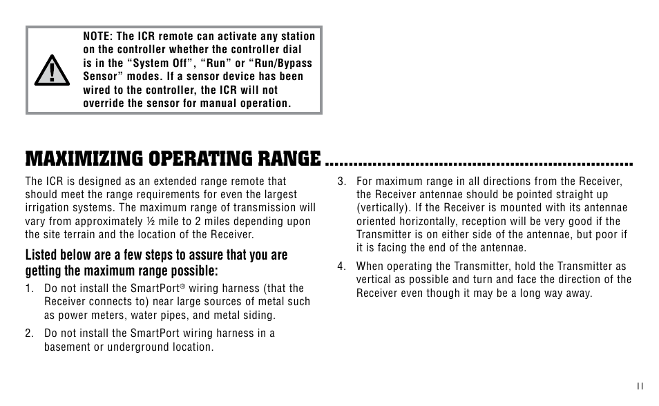 Maximizing operating range | Hunter Fan ICR User Manual | Page 15 / 32