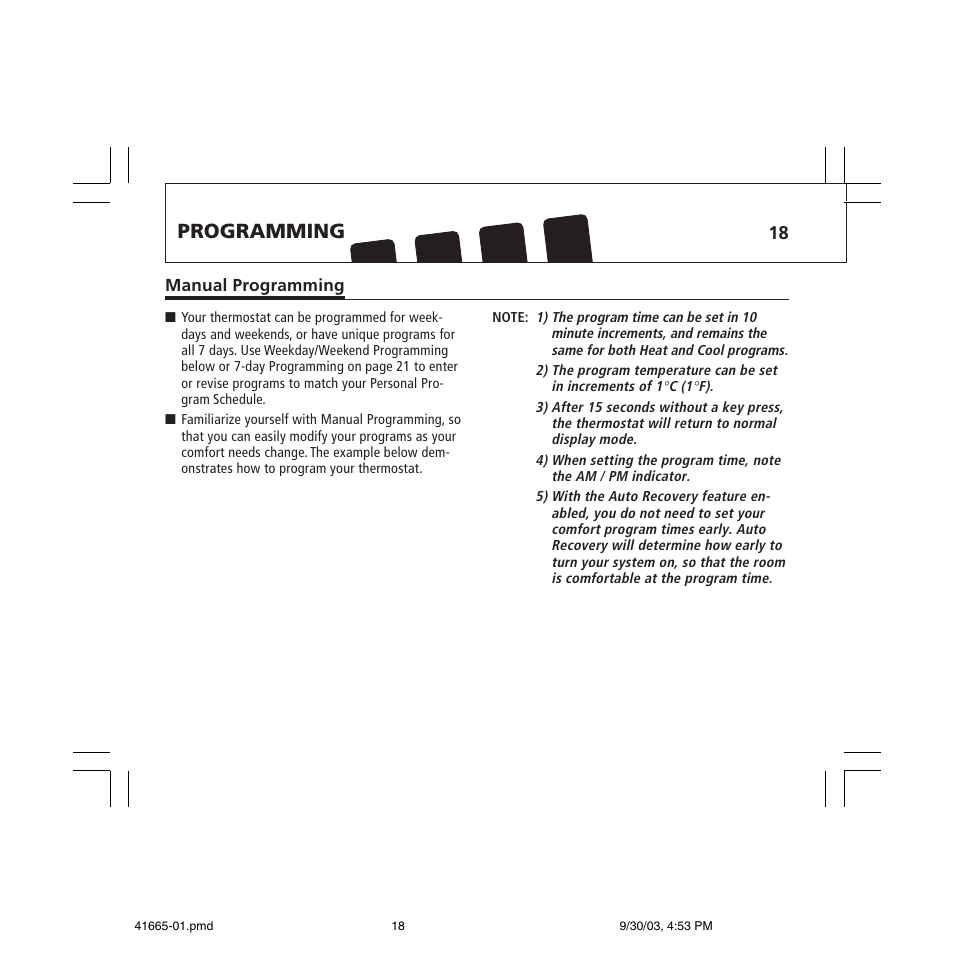 Programming | Hunter Fan 47300A User Manual | Page 18 / 44