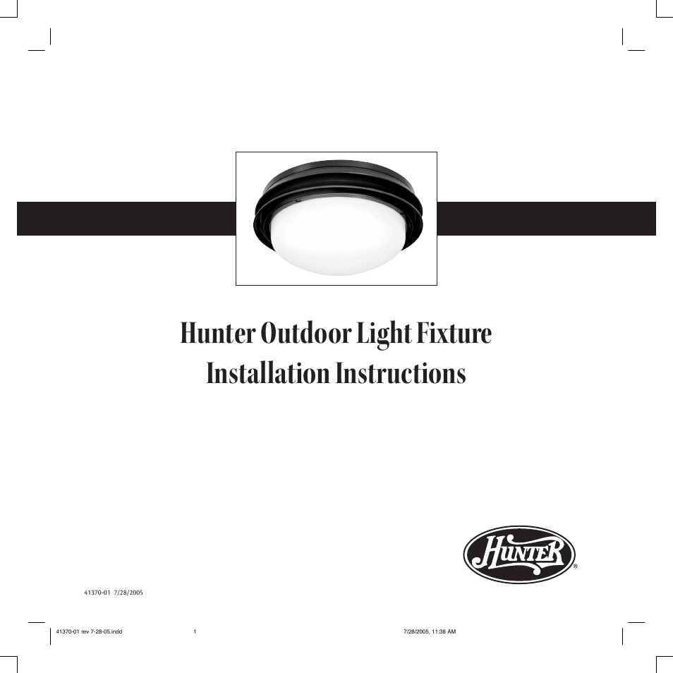 Hunter 28511 Outdoor Marine II Low Profile Globe Light Kit User Manual | 6 pages