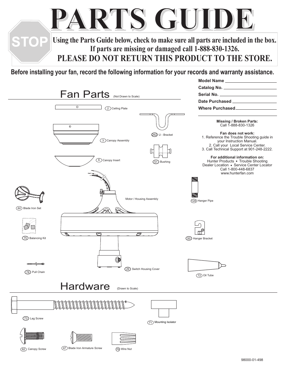 Hunter Fan 25601 User Manual | 4 pages