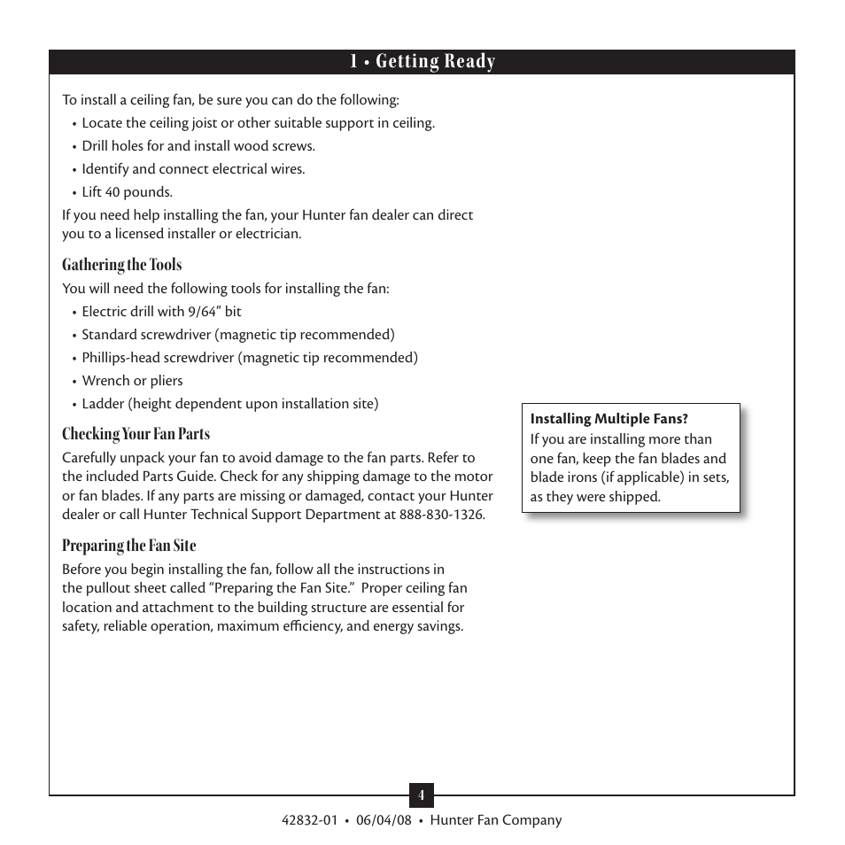 1 • getting ready | Hunter Fan 23347 User Manual | Page 4 / 12