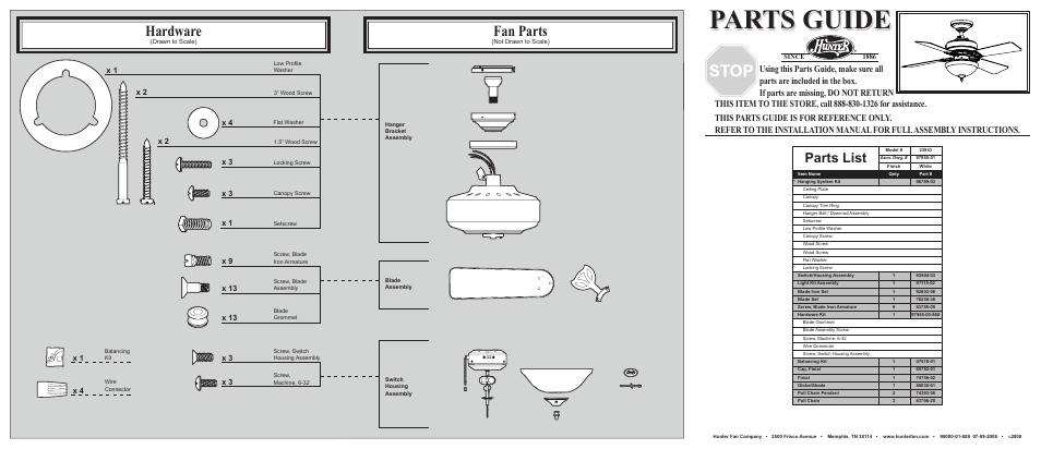 Hunter Fan 23943 User Manual | 2 pages