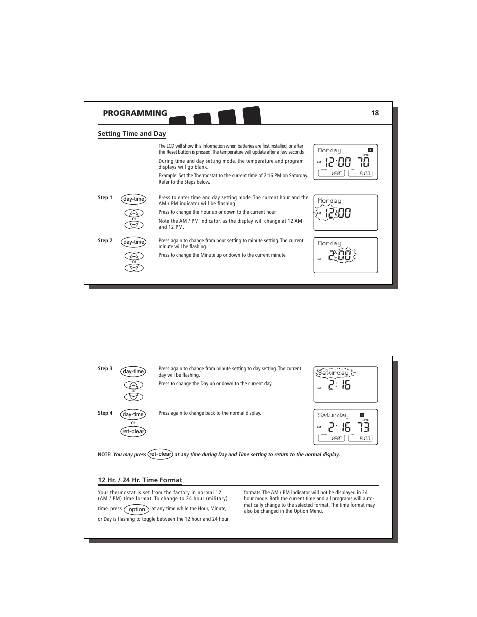 Programming, Monday, Saturday | Hunter Fan 44760 User Manual | Page 10 / 28