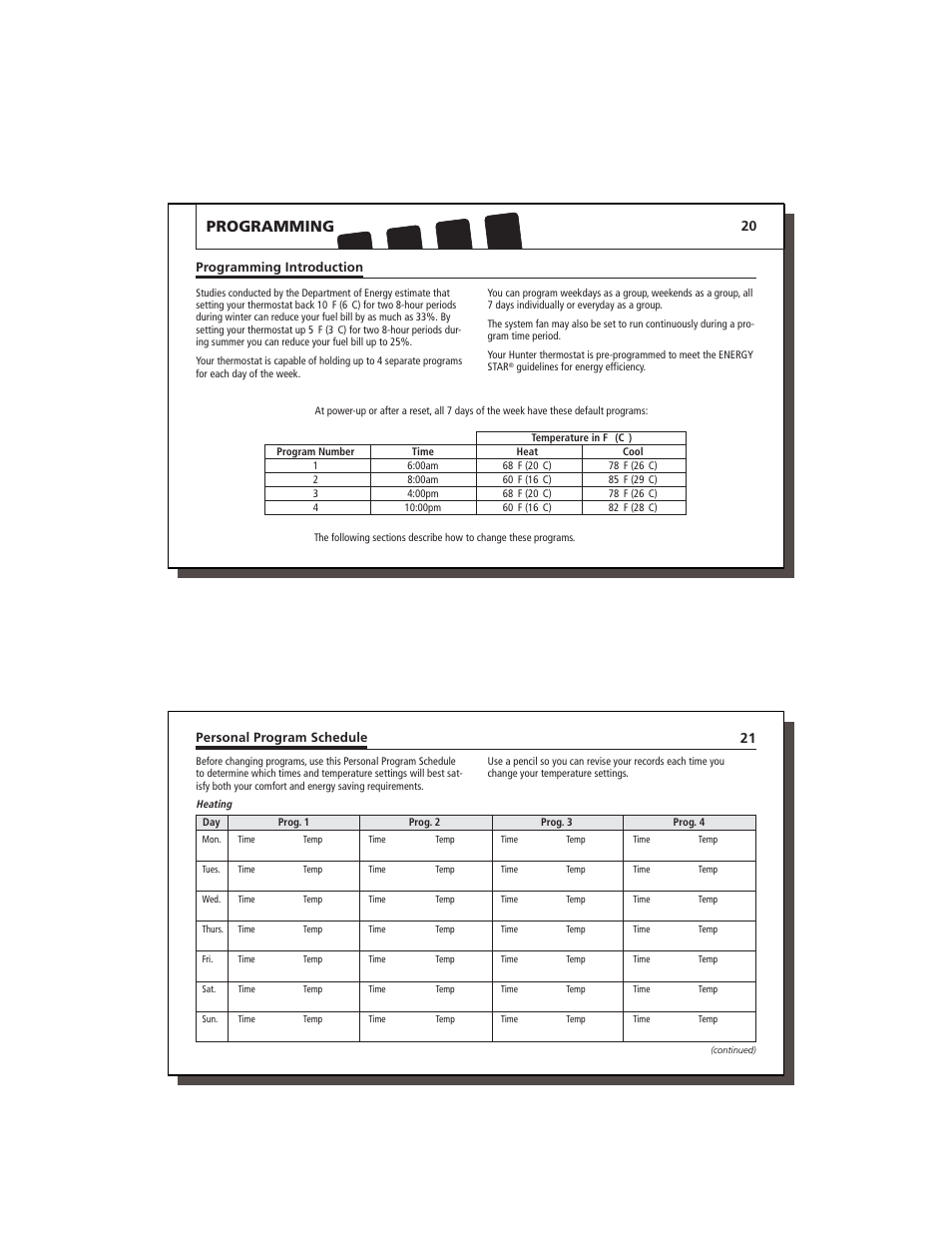 Programming | Hunter Fan 44760 User Manual | Page 11 / 28
