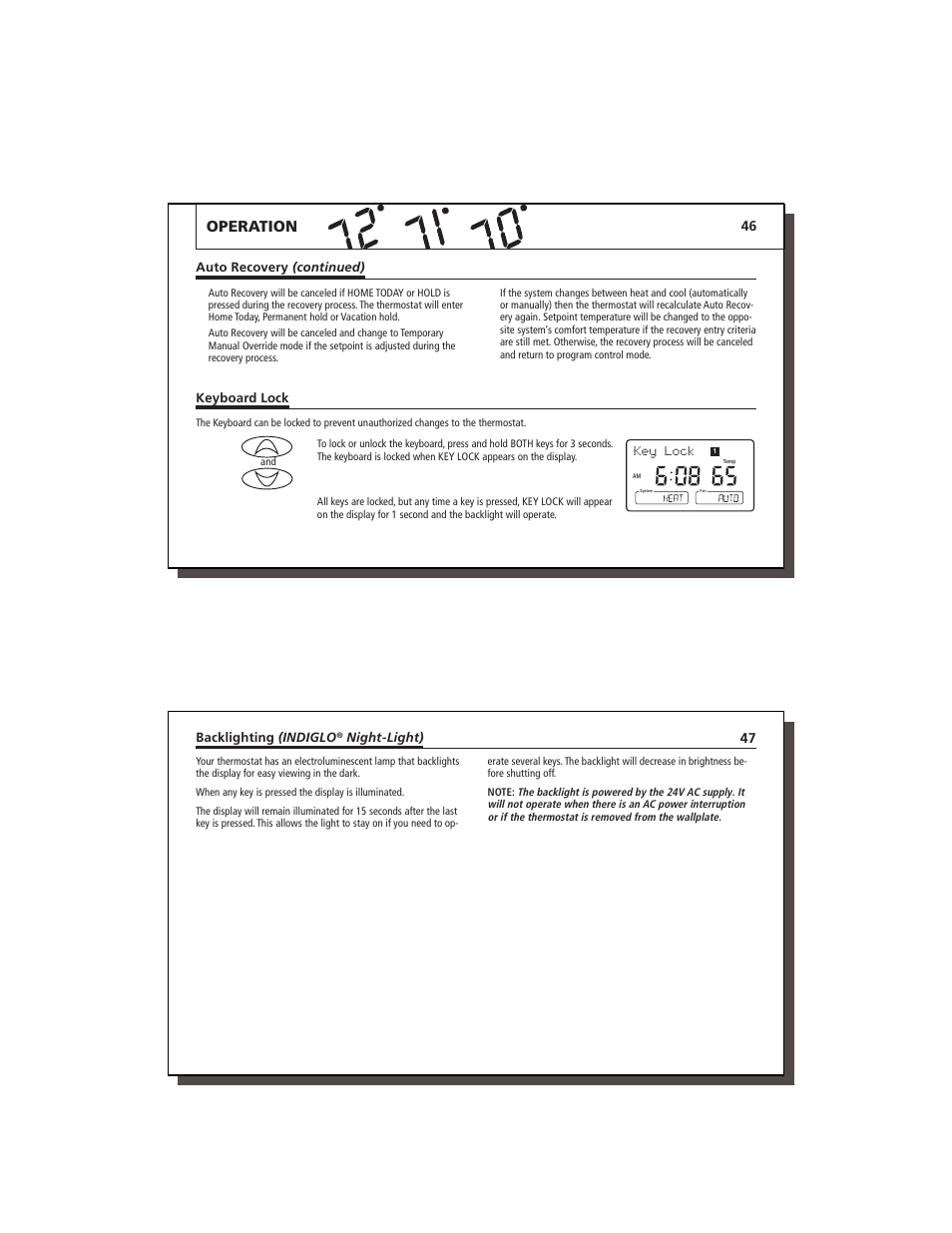 Operation, Key lock | Hunter Fan 44760 User Manual | Page 24 / 28