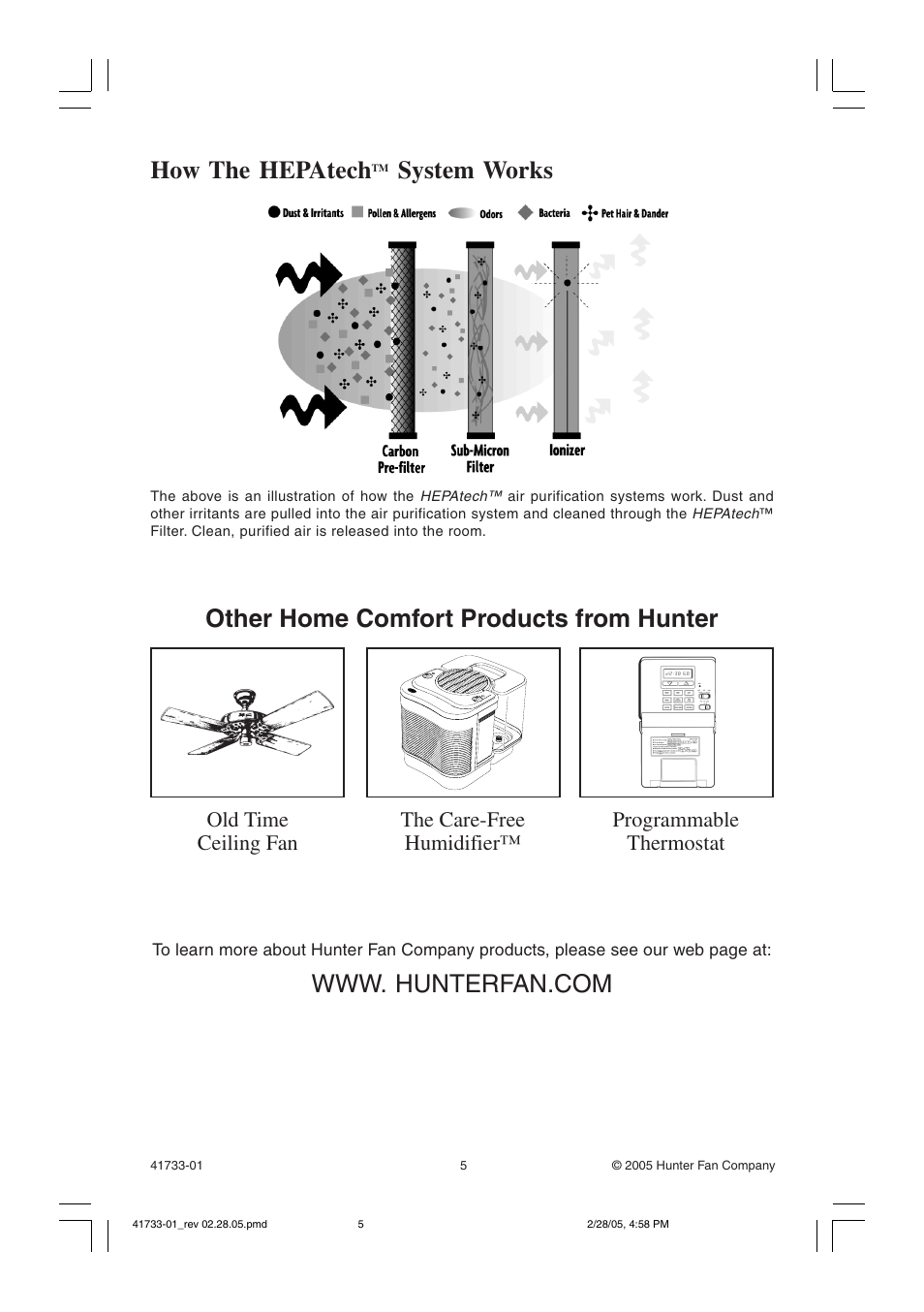 How the hepatech, System works | Hunter Fan 30382 User Manual | Page 5 / 8