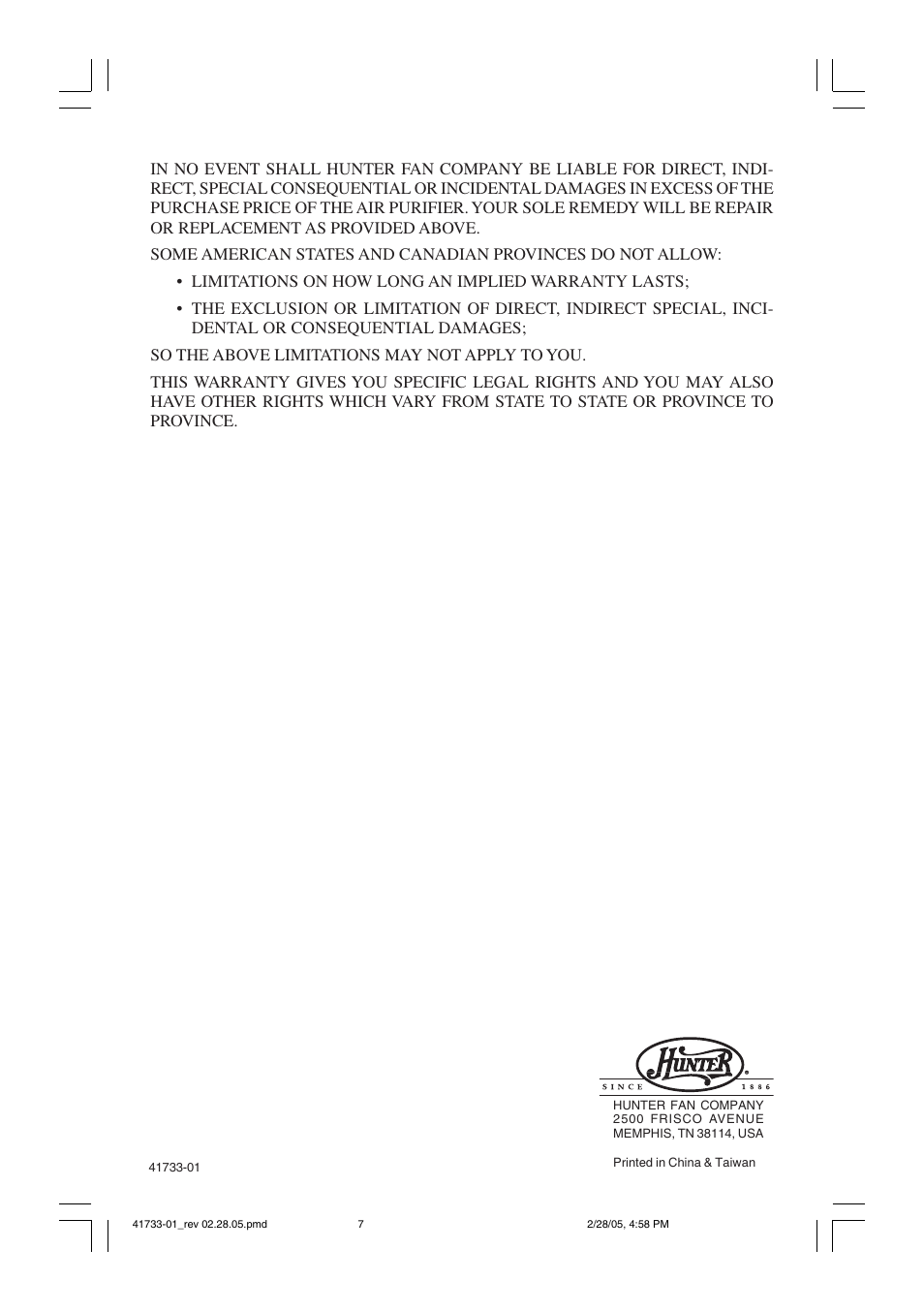 Hunter Fan 30382 User Manual | Page 7 / 8