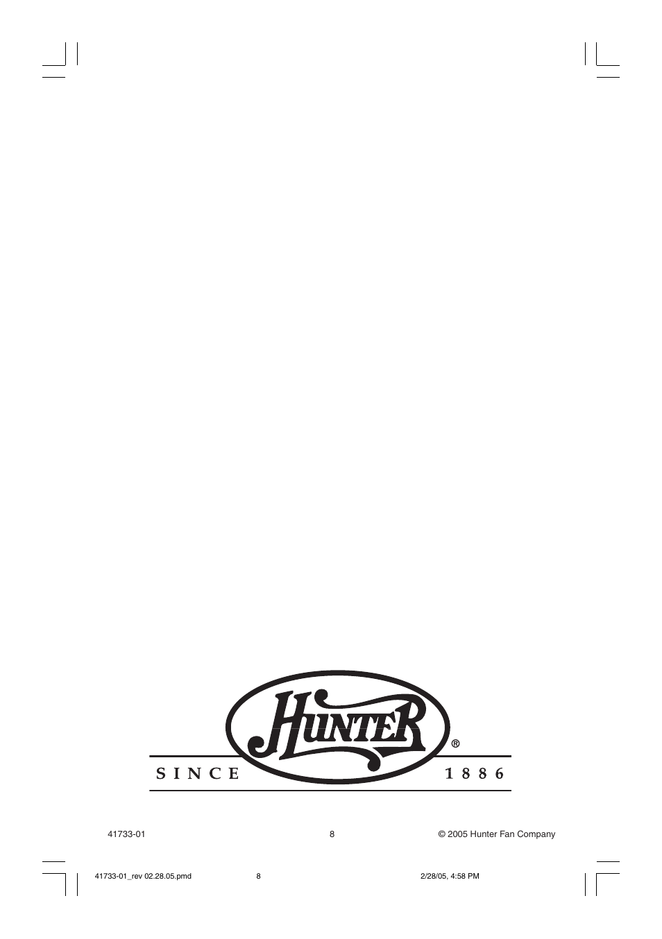 Hunter Fan 30382 User Manual | Page 8 / 8