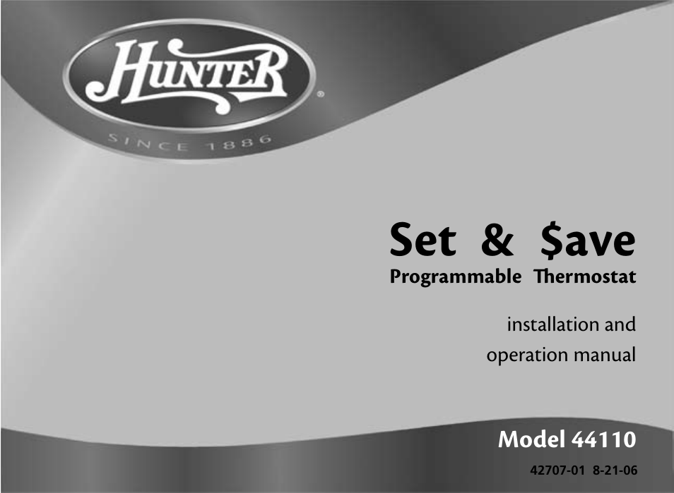 Hunter Fan 44110 User Manual | 52 pages