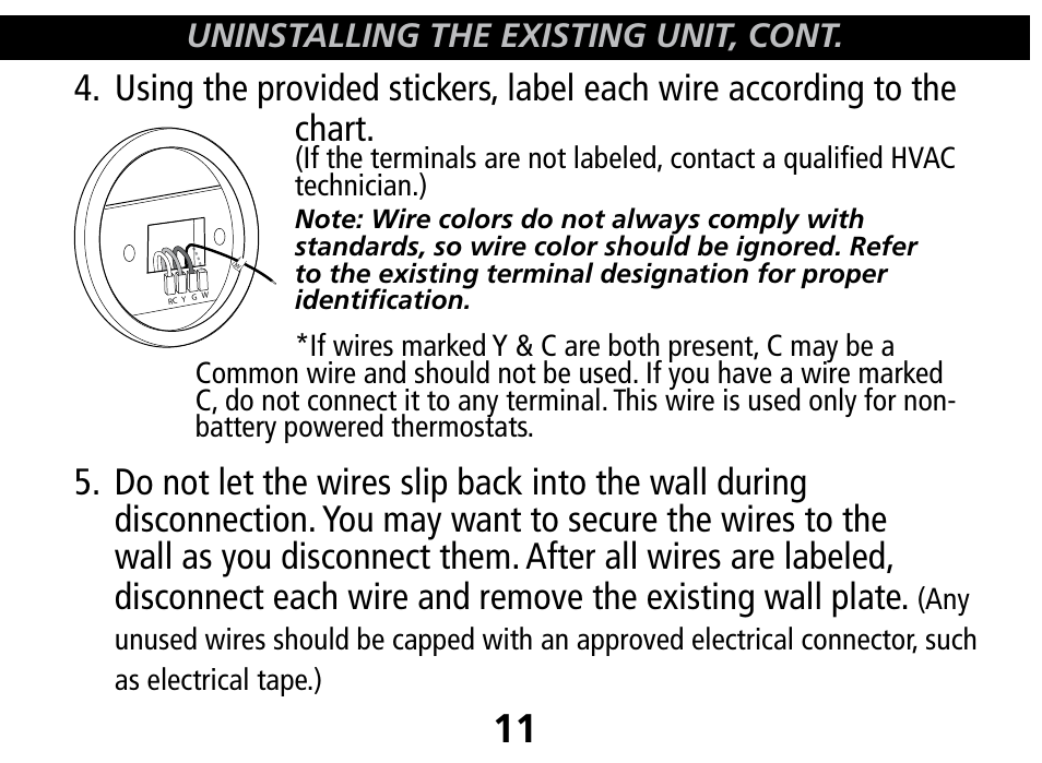 Uninstalling the existing unit, cont | Hunter Fan 44110 User Manual | Page 11 / 52