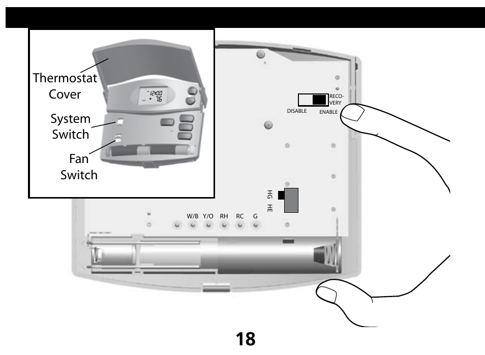 Thermostat cover system switch fan switch | Hunter Fan 44110 User Manual | Page 18 / 52