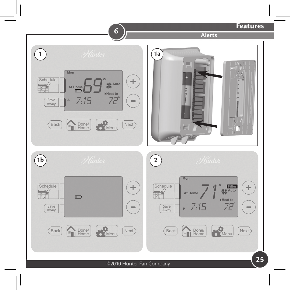 Features, Alerts | Hunter Fan 44127 User Manual | Page 25 / 37